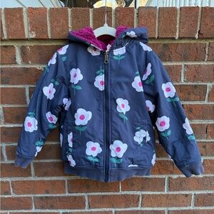 Hanna Andersson Reversible Floral Fleece Girls Coat Jacket Size 110 4T